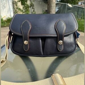 Dooney & Bourke Florentine leather double pocket flap crossbody Navy